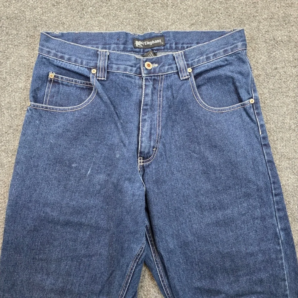 VTG Elephant Jeans Mens 34x31 Blue Denim Carpenter Wide Leg Baggy Hip Hop Skater
